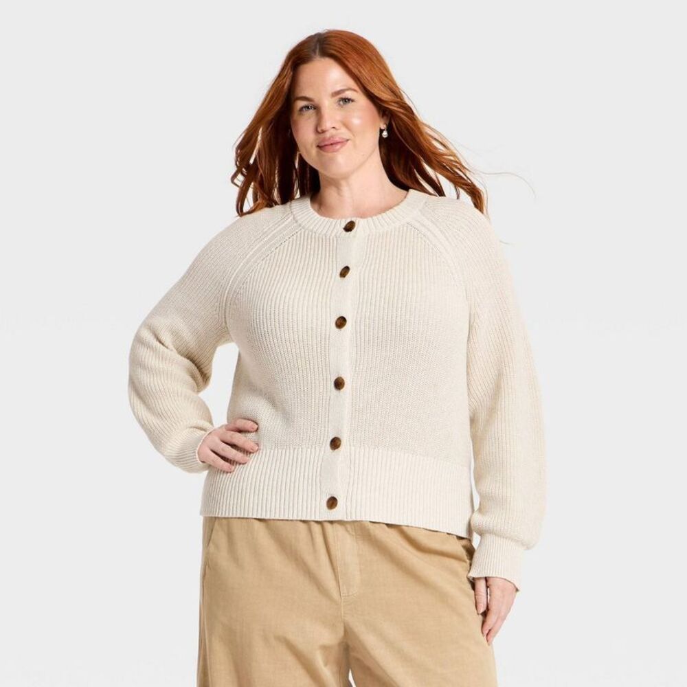 Women's Iconic Cotton Cardigan - Universal Thread Oatmeal 4X